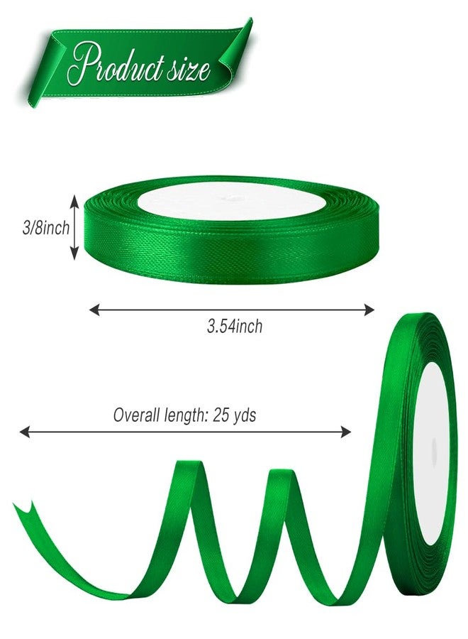 OALCQ Green Ribbon Christmas Ribbons, 3/8 Inch 25 Yards Emerald Green Ribbon for Gift Wrapping Christmas Tree, Satin Ribbons for Holiday Easter Graduation Liston Cintas de Navidad - Image 2